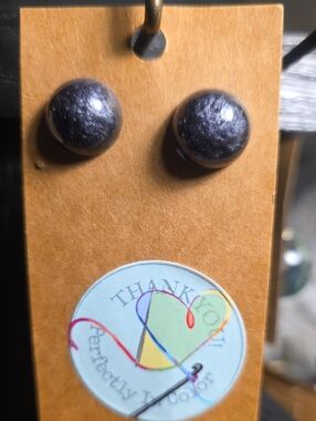 Round Hematite-Colored Stud Earrings